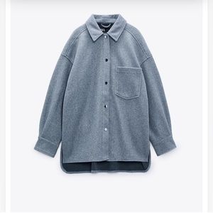 Zara silver button oversized thick shirt